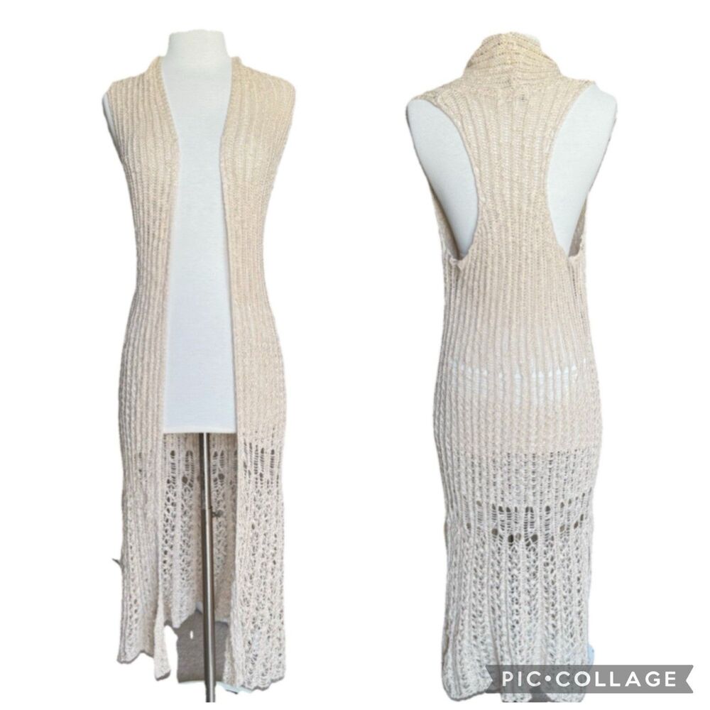 Vintage Y2K Mudd Duster Cardigan Sweater Maxi Vest Boho XS Festival Hippie Fairy